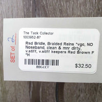Rsd Bridle, Braided Reins *vgc, NO Noseband, clean & mnr dirty, v.stiff, v.stiff keepers
