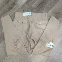 "Tessa"? Hunter Breeches, pockets, Floral Knees *vgc, mnr stains?dirt, seam puckers, mnr discolored seat & legs
