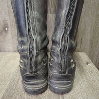 Dress Boots, zips *gc, v.dirty, rubs, stretched els, holey/torn edges, faded
