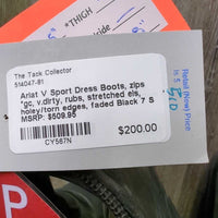 Dress Boots, zips *gc, v.dirty, rubs, stretched els, holey/torn edges, faded
