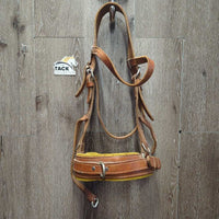 VINTAGE Wide Flat Leather Lungeing Cavesson, Felt Nose *gc, oxidized, rubs, dry, stiff, twisted
