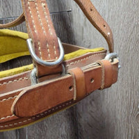 VINTAGE Wide Flat Leather Lungeing Cavesson, Felt Nose *gc, oxidized, rubs, dry, stiff, twisted

