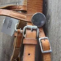 VINTAGE Wide Flat Leather Lungeing Cavesson, Felt Nose *gc, oxidized, rubs, dry, stiff, twisted
