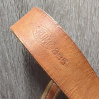 VINTAGE Wide Flat Leather Lungeing Cavesson, Felt Nose *gc, oxidized, rubs, dry, stiff, twisted

