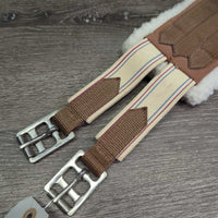 Cotton Web Fleece Lined Girth, 2x els, D Ring *vgc, mnr hairy, dirt & clumpy, rusty
