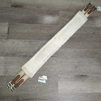 Cotton Web Fleece Lined Girth, 2x els, D Ring *vgc, mnr hairy, dirt & clumpy, rusty

