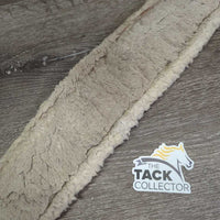 Nylon Web & Fleece Lined Girth, D Ring, 2x els *poor, dirty, v.stretched & thin els, v.curled/folded edges, older, dingy, clumpy, rubs, v.hairy

