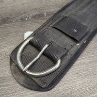 Nylon Web Cinch, Neoprene Velcro Liner, D Ring *fair, dirty, faded, rubs, curled/folded edges, rusty, hairy
