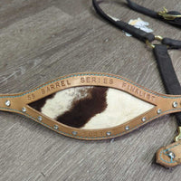 Thick Soft Nylon Halter, Leather Bronc Noseband "Barrel Series: *gc/fair, BROKEN, dirty, stains, hair
