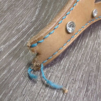 Thick Soft Nylon Halter, Leather Bronc Noseband "Barrel Series: *gc/fair, BROKEN, dirty, stains, hair
