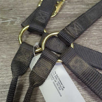 Thick Soft Nylon Halter, Leather Bronc Noseband "Barrel Series: *gc/fair, BROKEN, dirty, stains, hair
