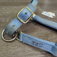 Thick Nylon Halter, adj, snap *gc, faded, discolored, dirty, stains, hole rubs/frays
