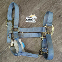 Thick Nylon Halter, adj, snap *gc, faded, discolored, dirty, stains, hole rubs/frays
