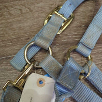 Thick Nylon Halter, adj, snap *gc, faded, discolored, dirty, stains, hole rubs/frays
