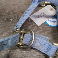 Thick Nylon Halter, adj, snap *gc, faded, discolored, dirty, stains, hole rubs/frays
