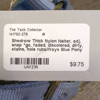 Thick Nylon Halter, adj, snap *gc, faded, discolored, dirty, stains, hole rubs/frays
