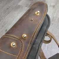 Open Front Leather Boots, Tabs, Neoprene *gc, rubs, scuffs, chipped edges, MISSING Post, dirt
