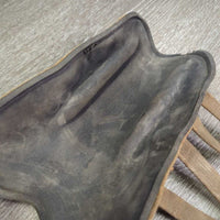 Open Front Leather Boots, Tabs, Neoprene *gc, rubs, scuffs, chipped edges, MISSING Post, dirt

