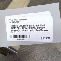 Fleece Covered Bareback Pad Girth *gc, dirty, stains, clumpy, shavings, older, rusty
