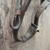 Rsd Bridle, tag *gc/fair, clean & mnr dirty, v.dry, v.stiff, broken keepers, xholes, creases
