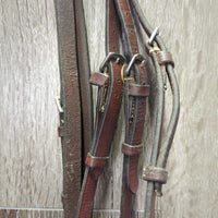 Rsd Bridle, tag *gc/fair, clean & mnr dirty, v.dry, v.stiff, broken keepers, xholes, creases
