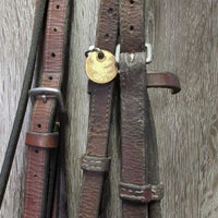 Rsd Bridle, tag *gc/fair, clean & mnr dirty, v.dry, v.stiff, broken keepers, xholes, creases

