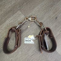 Hvy Leather Hobbles, chains *gc/fair, older, rusty, scrapes, curled edges, v.loose/v.pokey out rivet

