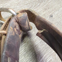 Hvy Leather Hobbles, chains *gc/fair, older, rusty, scrapes, curled edges, v.loose/v.pokey out rivet
