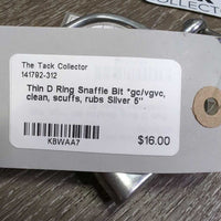 Thin D Ring Snaffle Bit *gc/vgvc, clean, scuffs, rubs
