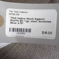 Thick Hollow Mouth Eggbutt Snaffle Bit *vgc, clean, scratches
