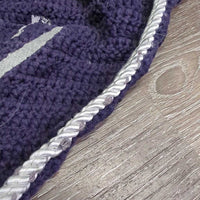 Crochet Ear Bonnet Fly Veil, piping *fair, older, v.faded, v.shrunk & curled, peeling piping
