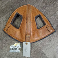 Soft Leather Thick Felt Lined Poll Guard Head Bumper *gc, clean, mnr faded, stains, residue & dirt

