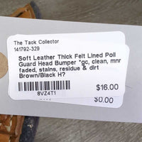 Soft Leather Thick Felt Lined Poll Guard Head Bumper *gc, clean, mnr faded, stains, residue & dirt
