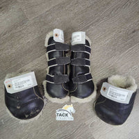 Open Front & Hind Boots, Fleece, metal tabs *gc/fair, clean, peeled, stiff, bent, rubs, scrapes
