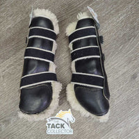 Open Front & Hind Boots, Fleece, metal tabs *gc/fair, clean, peeled, stiff, bent, rubs, scrapes
