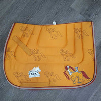 Thick Jumper Saddle Pad, 'mouse on pony' *gc, older?, hairy, dirty, stained, pilly, curled edges
