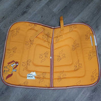 Thick Jumper Saddle Pad, 'mouse on pony' *gc, older?, hairy, dirty, stained, pilly, curled edges
