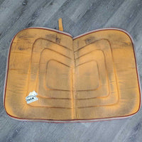 Thick Jumper Saddle Pad, 'mouse on pony' *gc, older?, hairy, dirty, stained, pilly, curled edges
