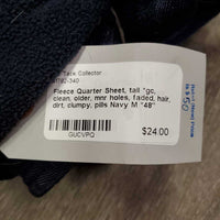 Fleece Quarter Sheet, tail *gc, clean, older, mnr holes, faded, hair, dirt, clumpy, pills
