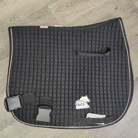 Quilt Dressage Saddle Pad, Plastic Clips *gc, rubs, clean, frays, faded, pills, hair, NO Lungeing attachments
