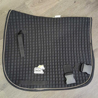Quilt Dressage Saddle Pad, Plastic Clips *gc, rubs, clean, frays, faded, pills, hair, NO Lungeing attachments

