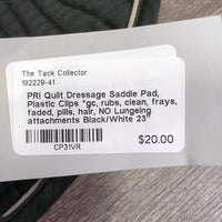 Quilt Dressage Saddle Pad, Plastic Clips *gc, rubs, clean, frays, faded, pills, hair, NO Lungeing attachments
