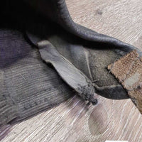 Thick Leather Half Chaps *gc/fair, dirty, rubs, scrapes, curled seams, older, mnr unstitched seams & edges
