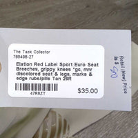 Euro Seat Breeches, grippy knees *gc, mnr discolored seat & legs, marks & edge rubs/pills
