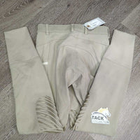 Euro Seat Breeches *gc, seam puckers, seat: discolored, rubs & pilly, undone stitching
