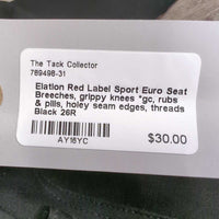 Euro Seat Breeches, grippy knees *gc, rubs & pills, holey seam edges, threads
