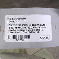 Euro Seat Breeches *gc, stains, seam puckers, seat: pulled seam & discolored
