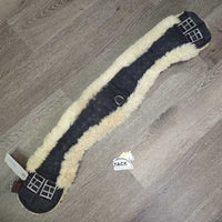 Anatomical Cotton Quilt & Sheepskin Short - Dressage Girth, D Ring *gc/vgc, clean, stains, clumpy, residue, thin edges, older, faded, v.stiff edges
