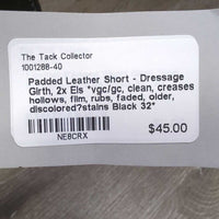 Padded Leather Short - Dressage Girth, 2x Els *vgc/gc, clean, creases, hollows, film, rubs, faded, older, discolored?stains
