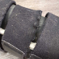 Pr Closed Boots, fleece, velcro *fair, clean, older, stained, clumpy, hair, dirty, v.stretched elastic, faded, loose lining
